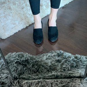 Geox black suede wedge heel loafer